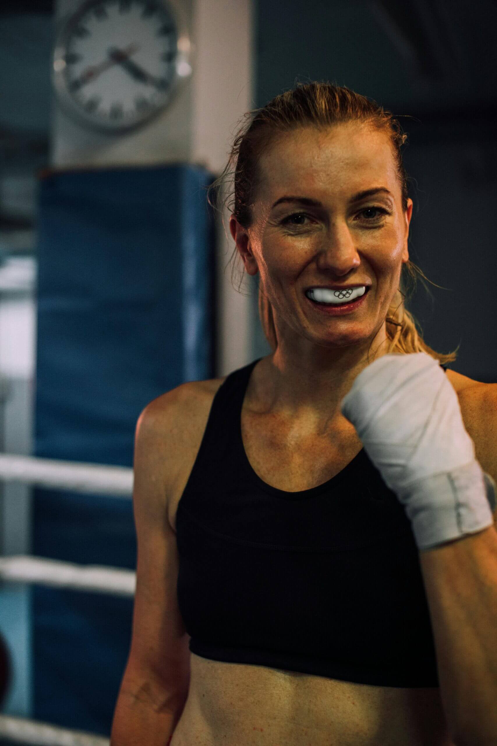 Smiling Woman with a Mouthguard
