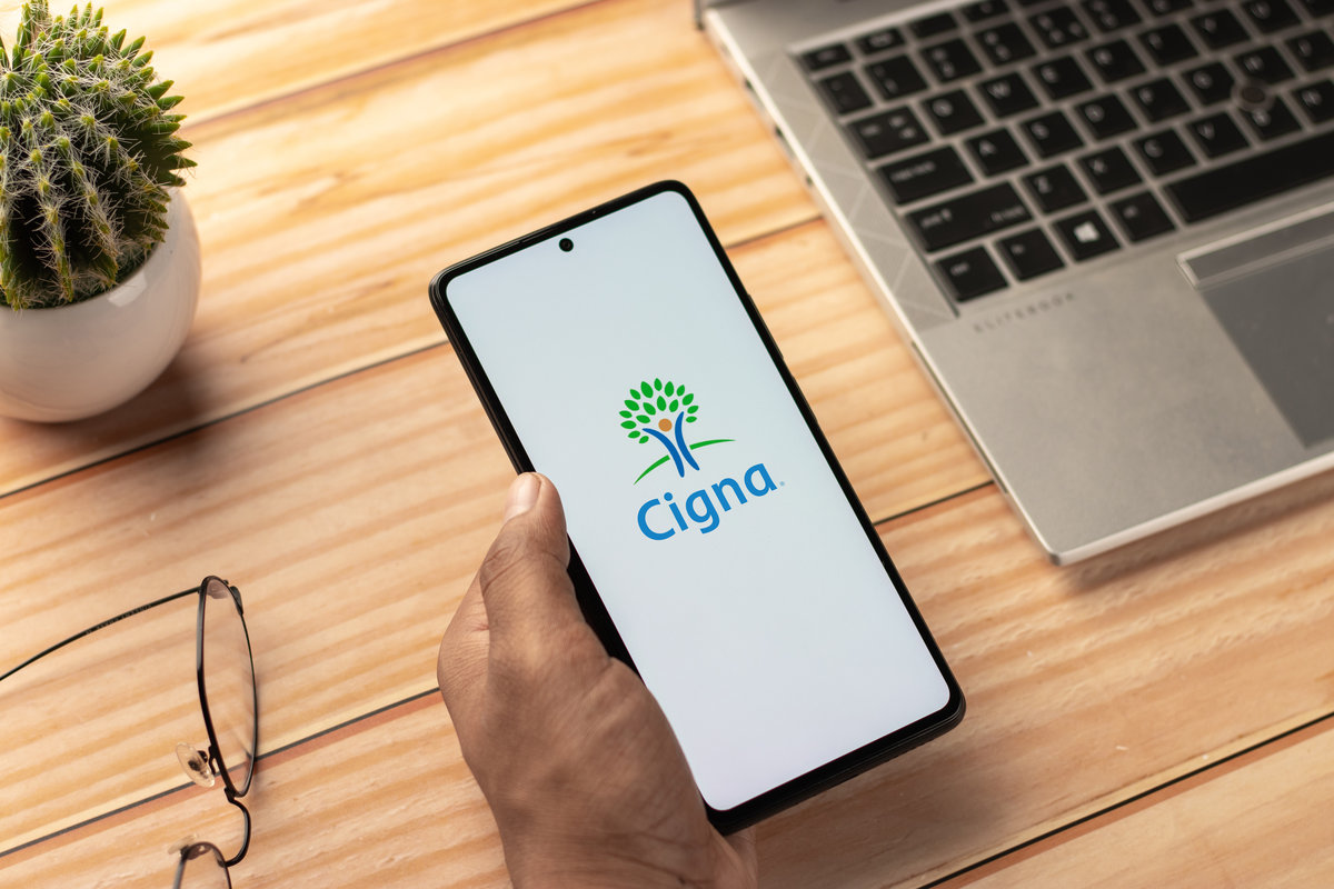 West Bangal, India - April 20, 2022 : Cigna logo on phone screen stock image.